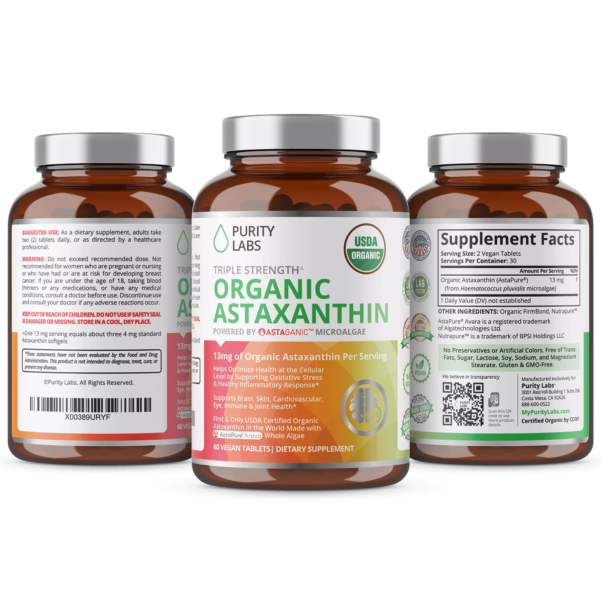 Organic AstaPure Astaxanthin - Triple Strength 13mg Per Serving